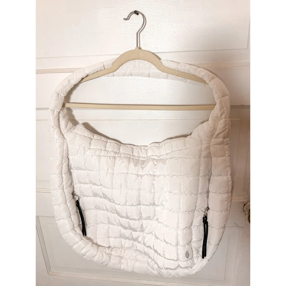 Free People Movement Quilted Carryall Bag White Puffer Hobo Tote Large